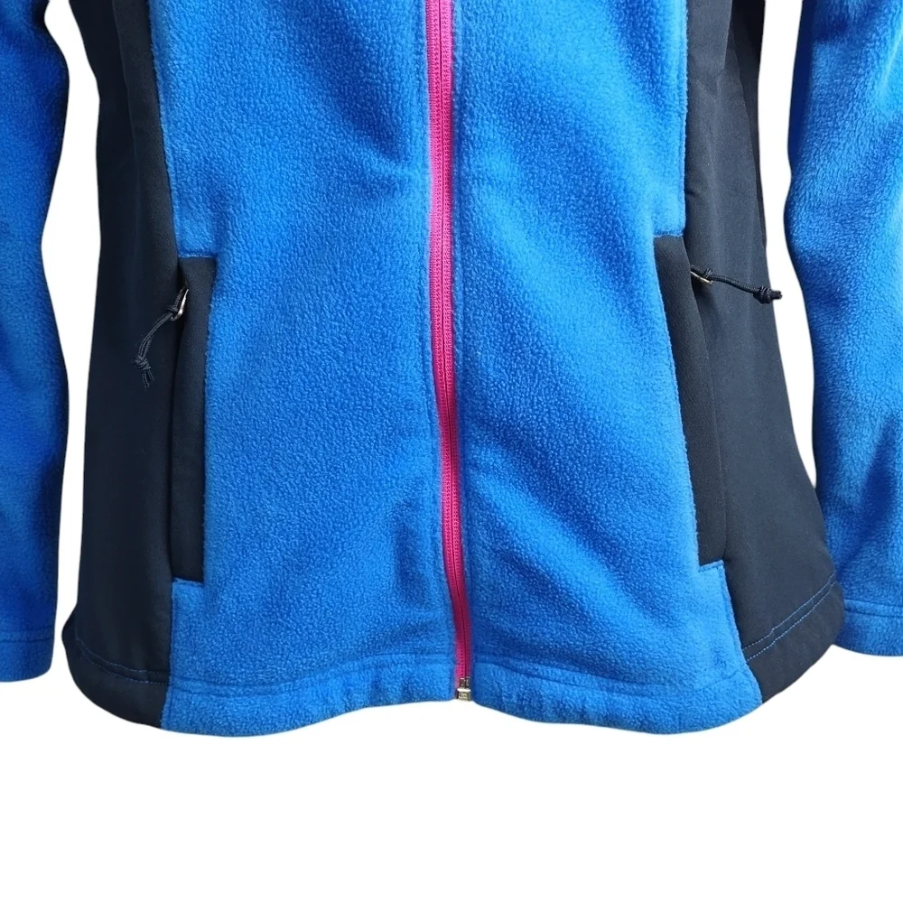 Columbia Women's Blue Black Full Zip Polar Fleece Jacket Side Panels Size Small - Picture 4 of 10